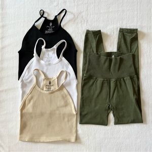 Free People Happiness Runs Crop Top And Good Karma High Rise Leggings Set